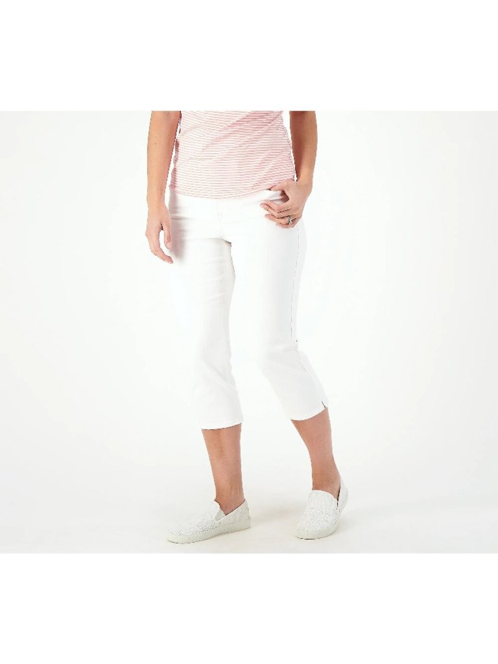 NYDJ Capri Jeans Size 10P Curves 360 Slim Straight Optic White Minimalist NEW